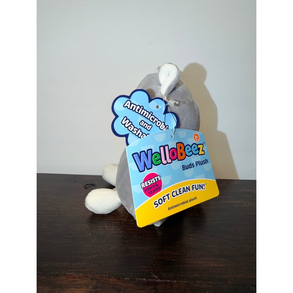 WelloBeez Buds Husky Dog Plush Antimicrobial Washable Grey White Stuffed Animal - Picture 7 of 7